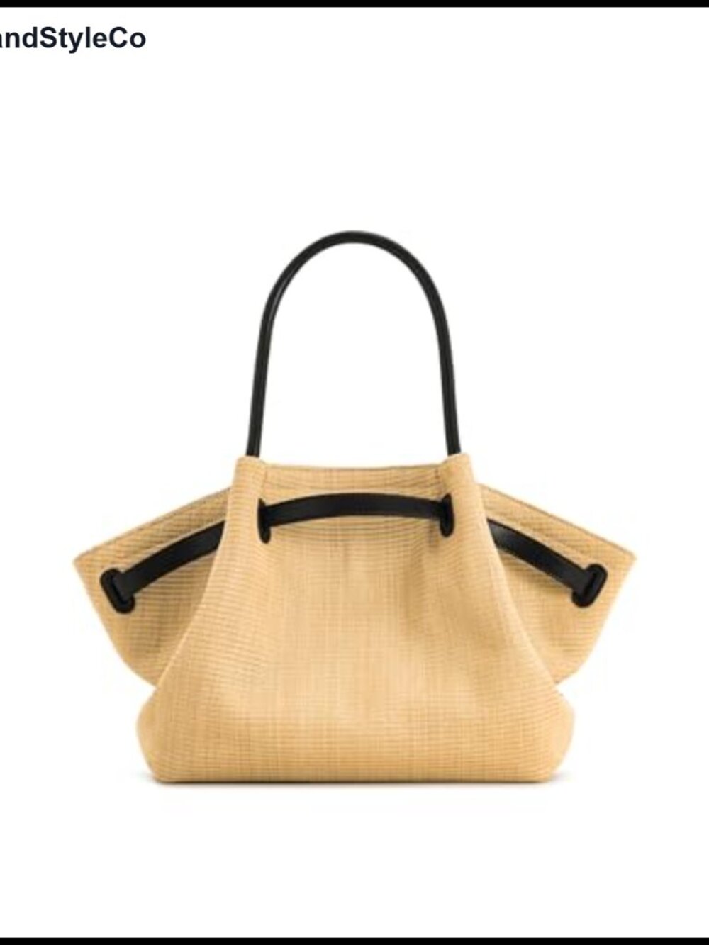 Artificial Raffia Medium Tote Bag with Gold Hardware - Picture 4 of 6